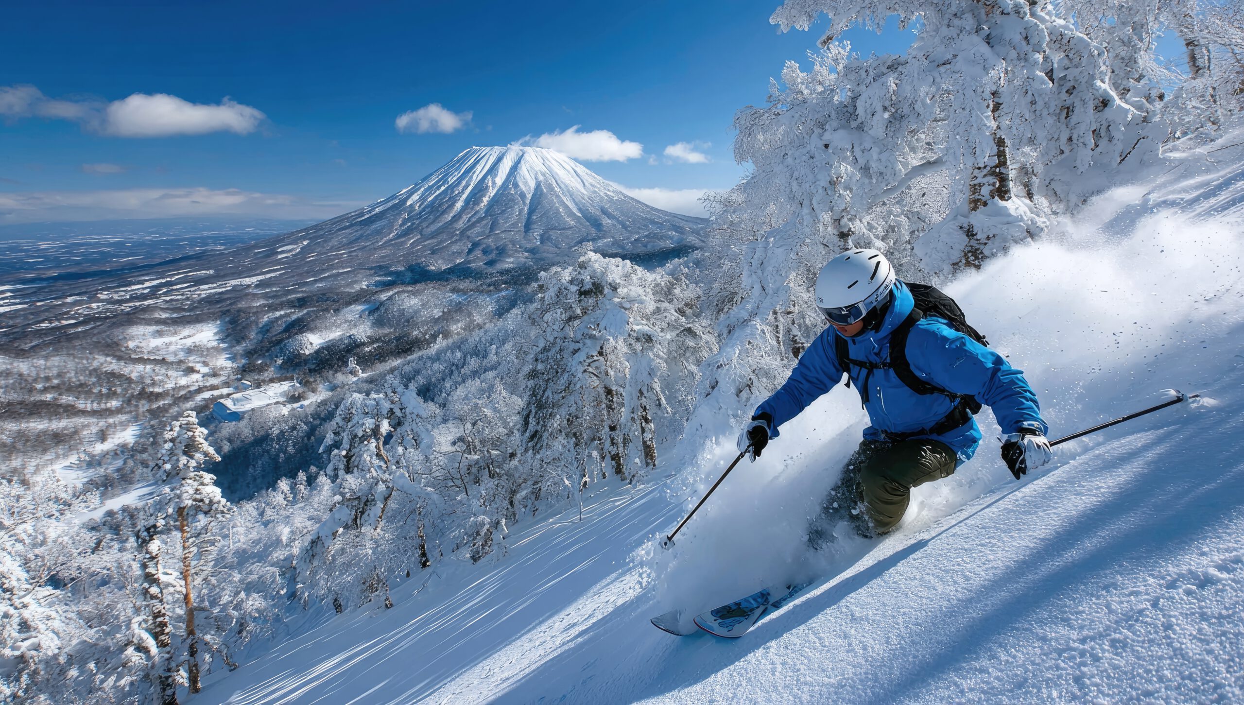 niseko ski resort, a snow covered mountain in the background